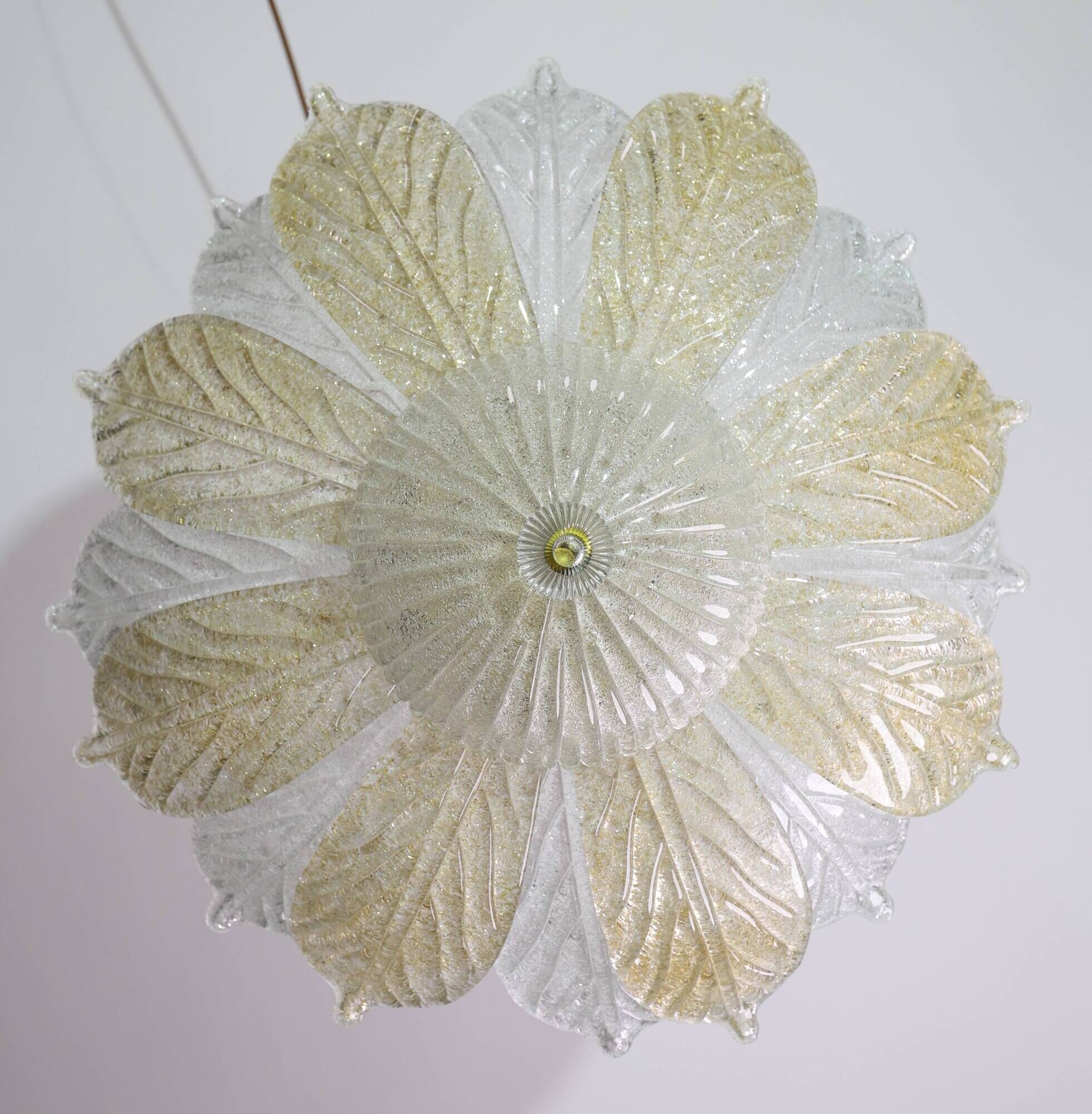 Charming Vintage Italian Murano Glass Amber and trasparent Ceiling Light
