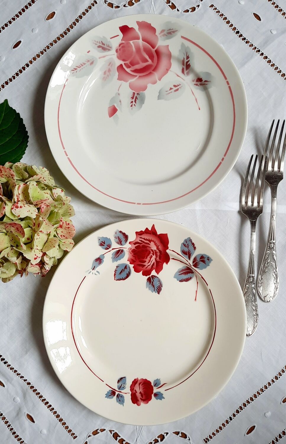 Old flat plates mismatched in earthenware