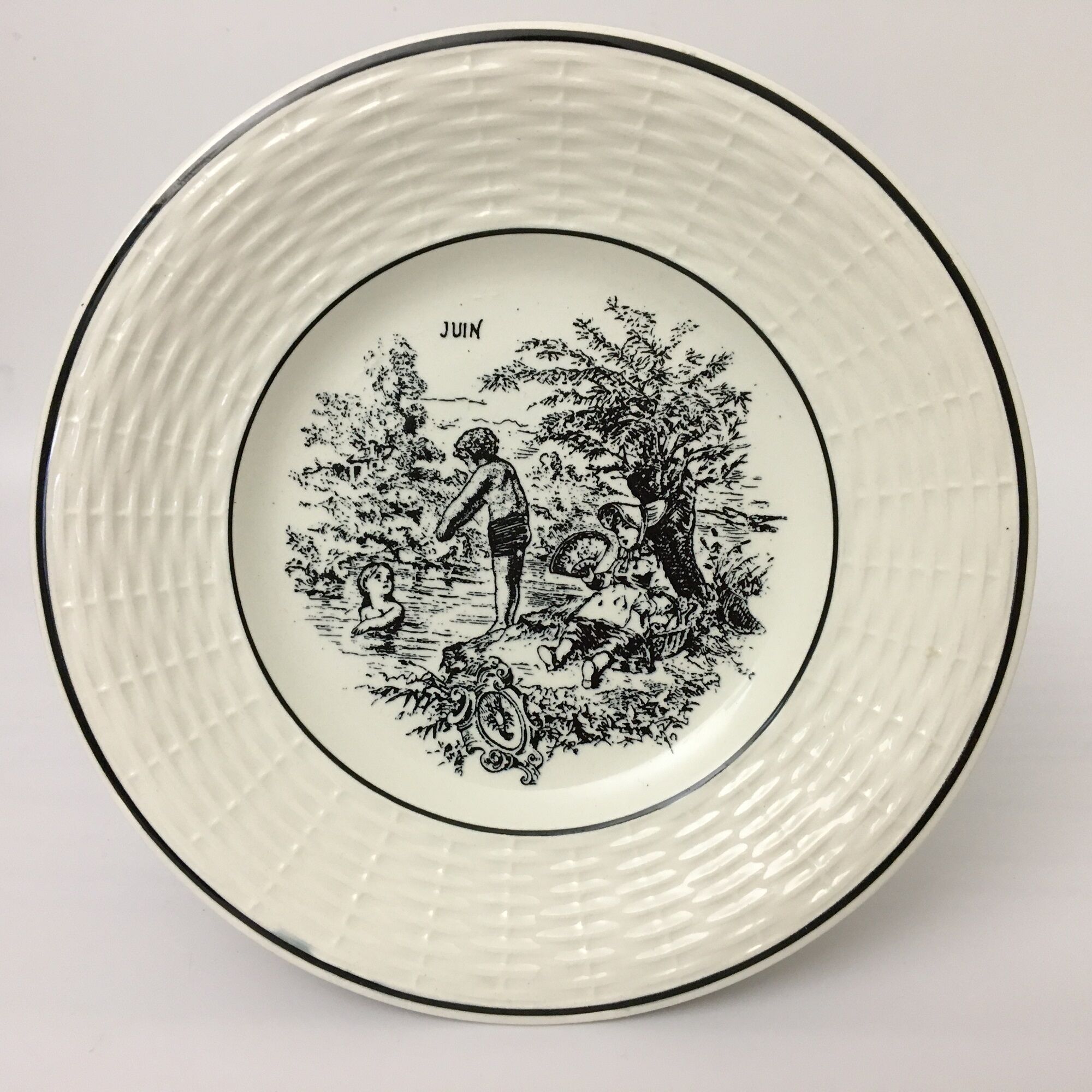 Set Of 6 Dessert Plates Representing 6 Months Of The Year. "Digoin Sarreguemines"