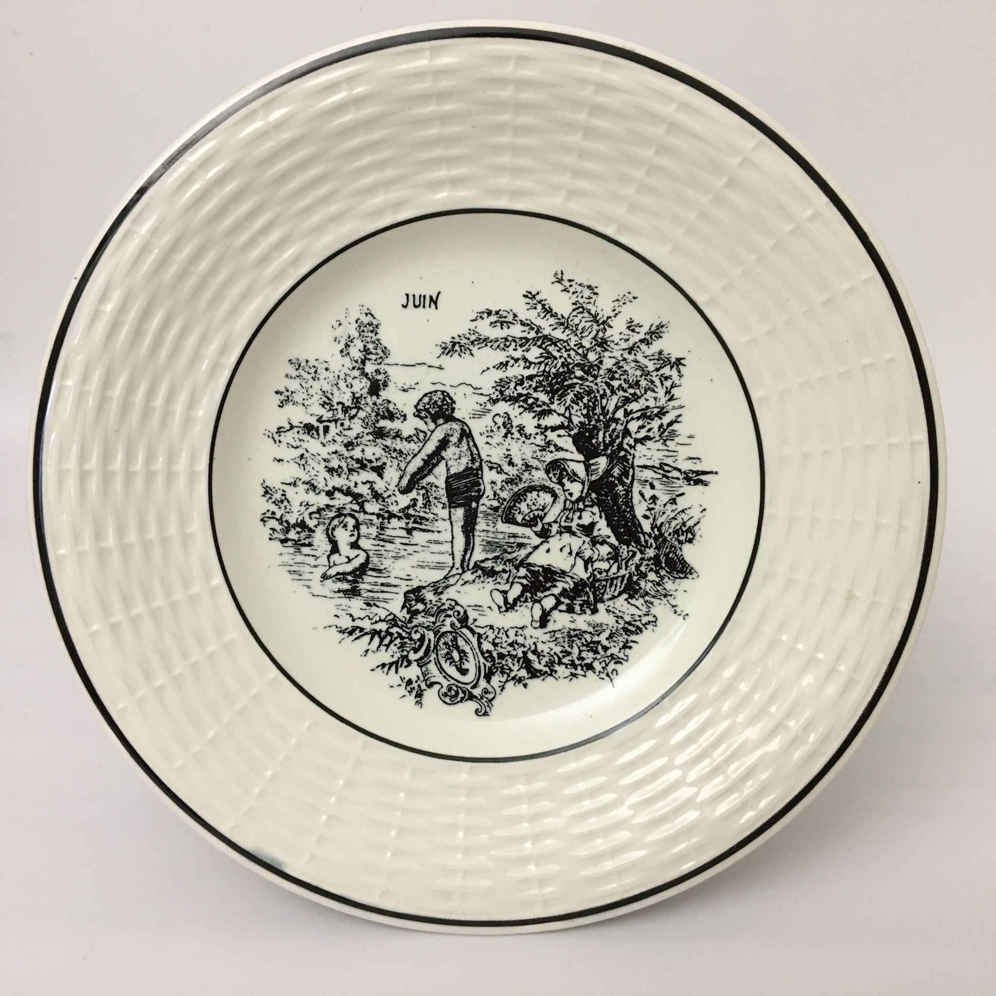Set Of 6 Dessert Plates Representing 6 Months Of The Year. "Digoin Sarreguemines"