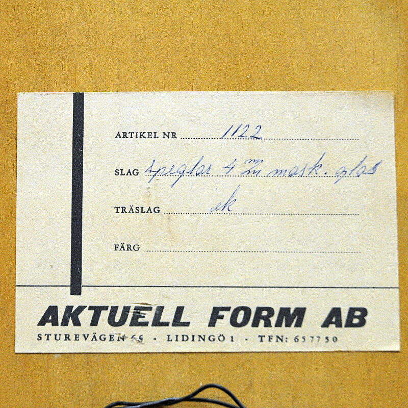 Oak wallmirror by Aktuell Form AB - Sweden 1960s