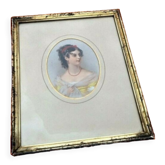 Cadre rectangulaire, portrait médaillon XIXème