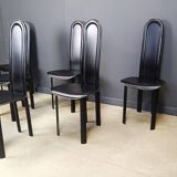 Set of 6 high back leather dining chairs, 1980s