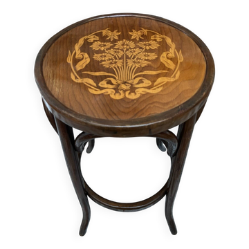 Tabouret haut de bar 1900 bois courbé« Marguerites »
