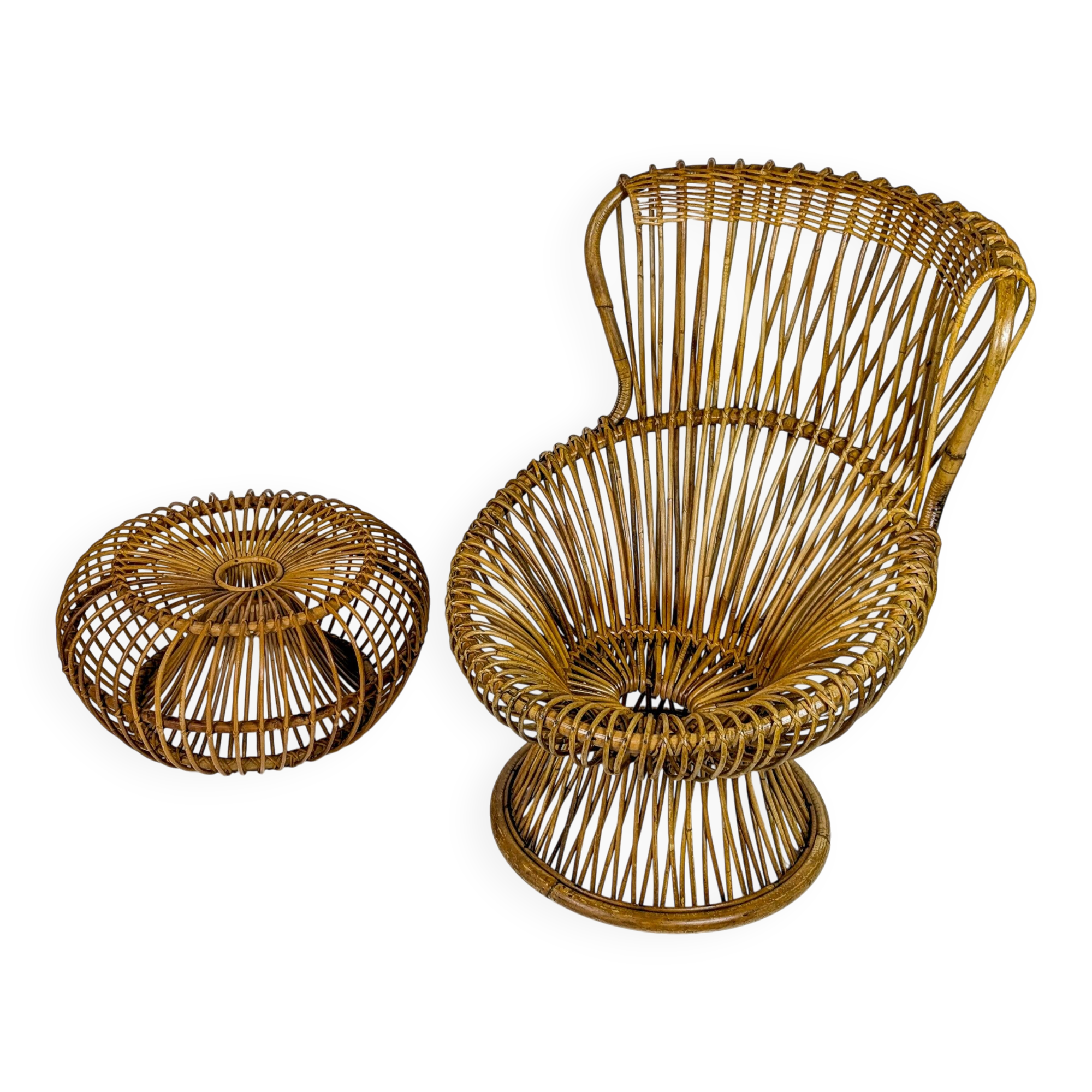 Margherita armchair and its ottoman, by Franco Albini, 1951