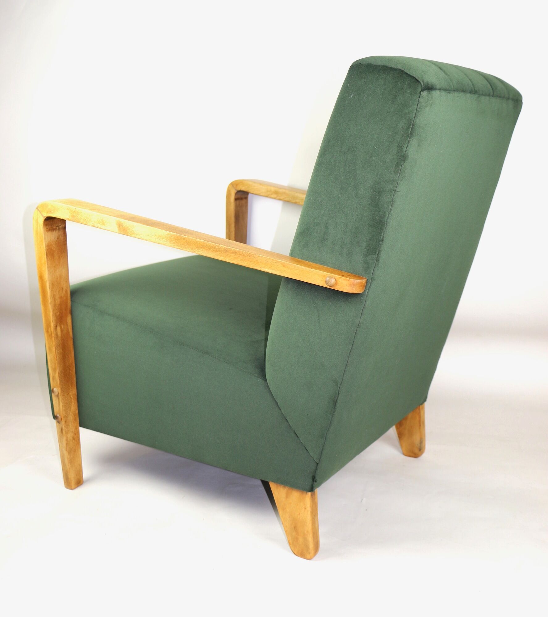 Fauteuil en velours olive, années 1970