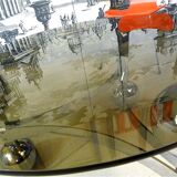 Space Age-style chromed steel round coffee table with glass top, 1960s