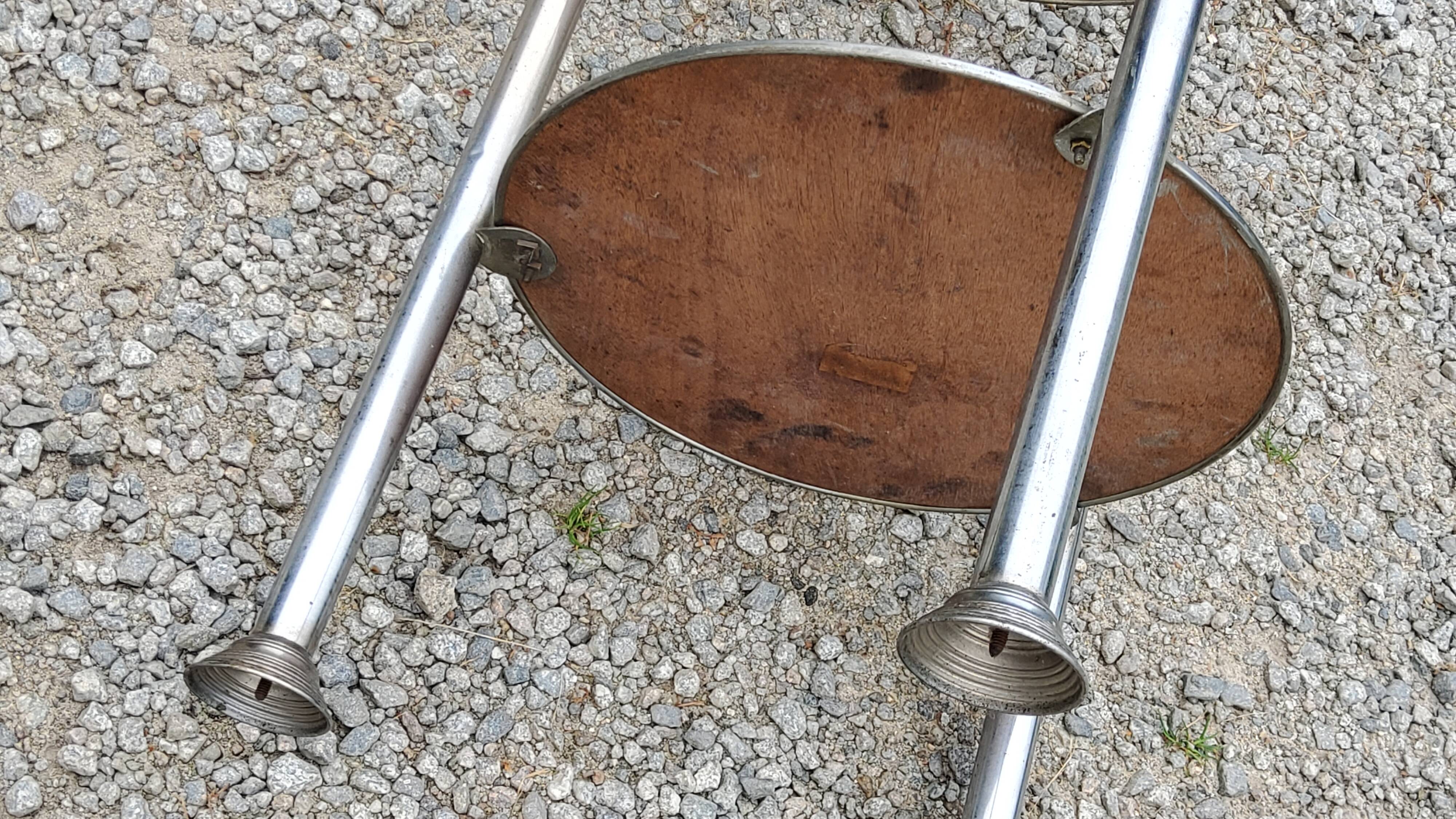 Art Deco side table, end table in chromed metal and mirror, 1930
