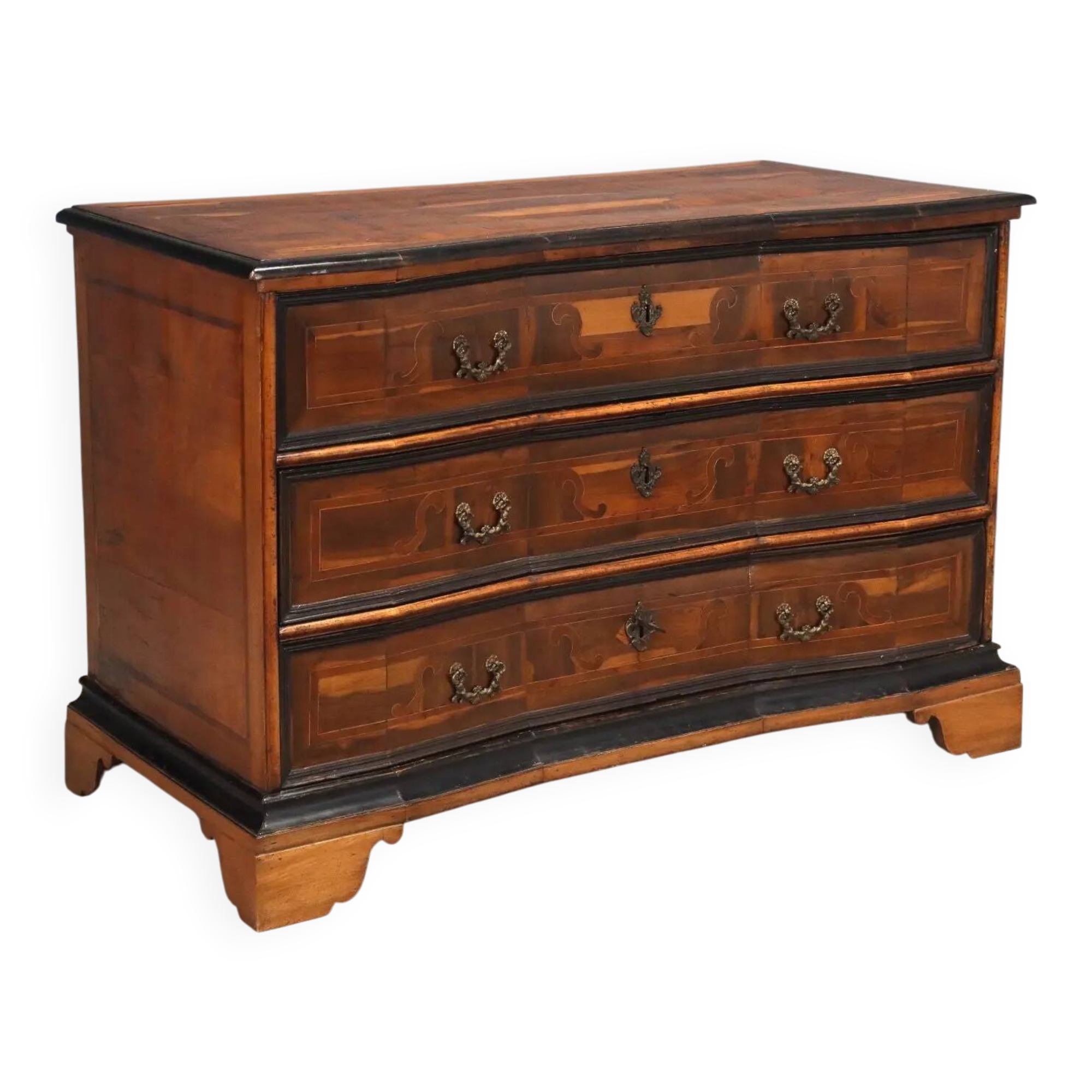 Antique Baroque commode with 3 drawers, Italy, 18th century.