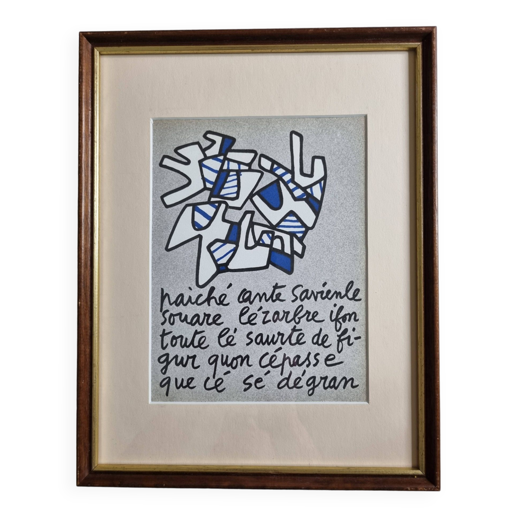 Screenprint after Jean Dubuffet framed under glass 26 cm by 32 cm