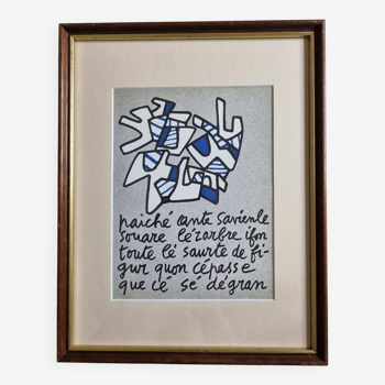 Screenprint after Jean Dubuffet framed under glass 26 cm by 32 cm