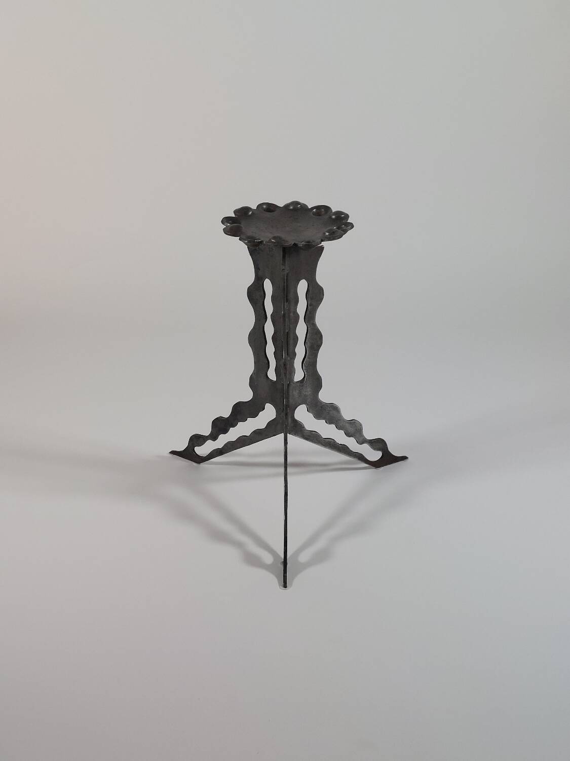 Brutalist column flower support, hand-forged and cut with a blowtorch, one of a kind.