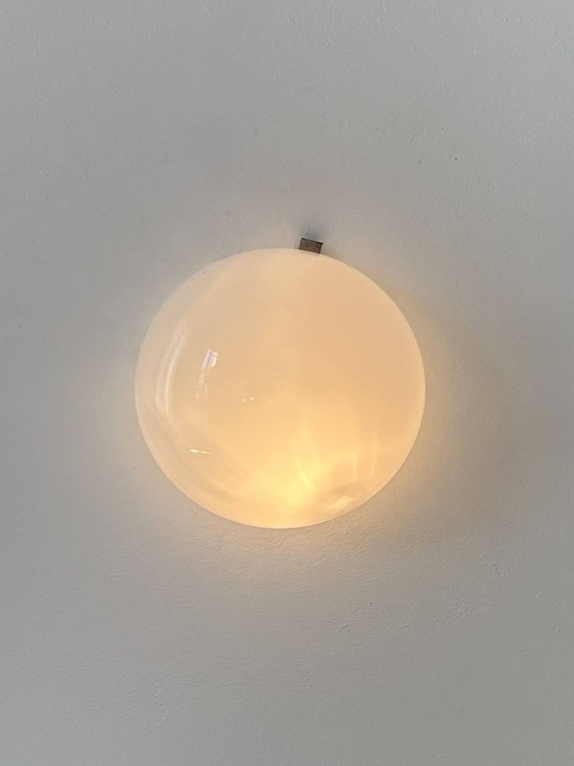 Pair of vintage wall sconces in opaline, France, 1970.