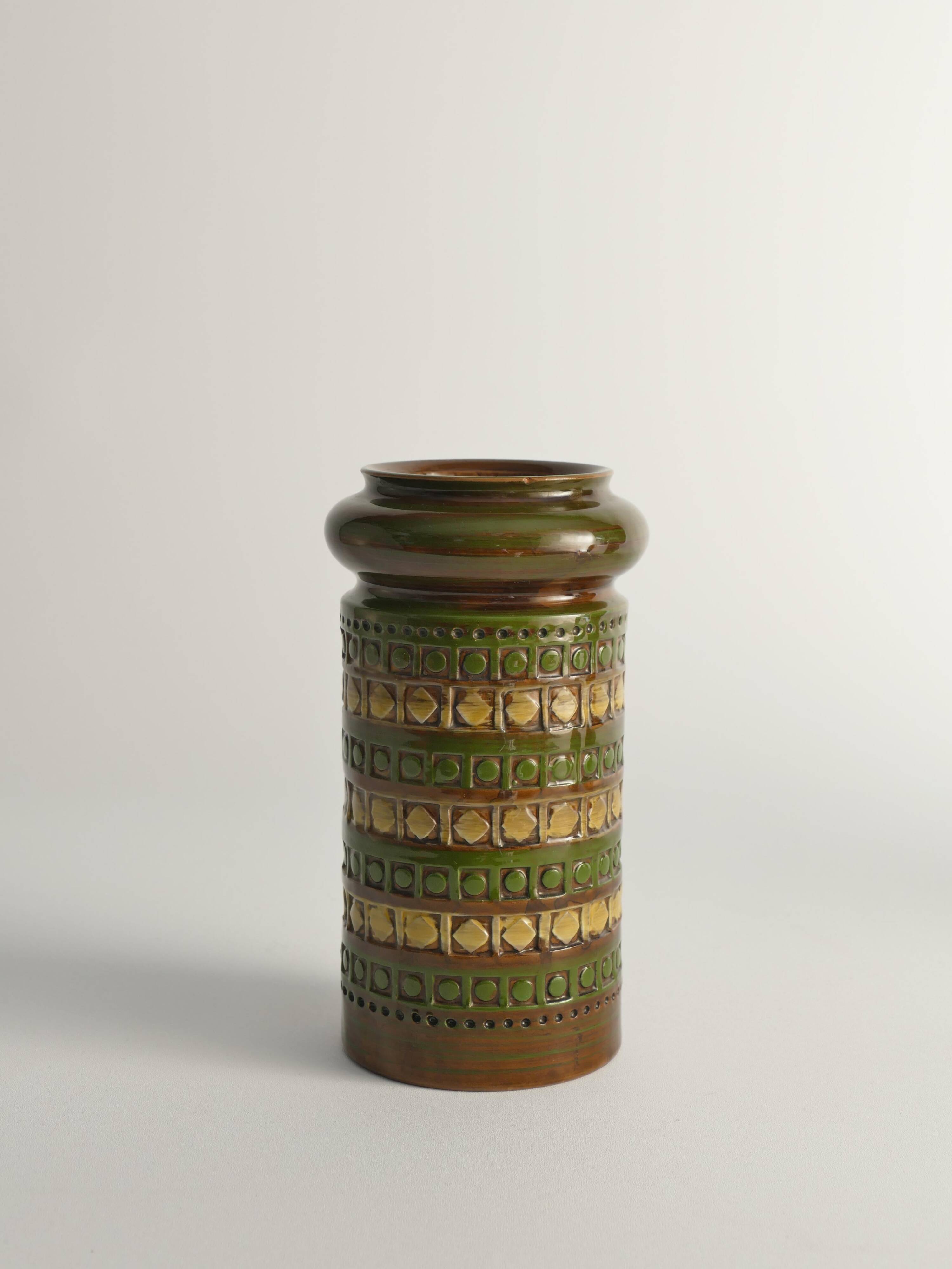 Vases en grès jaune et vert par Aldo Londi pour Bitossi, Italie, ensemble de 3