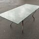 Rectangular table translucent glass top metal base vintage 1980