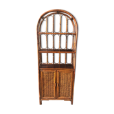 Rattan shelf with storage from the 1970s