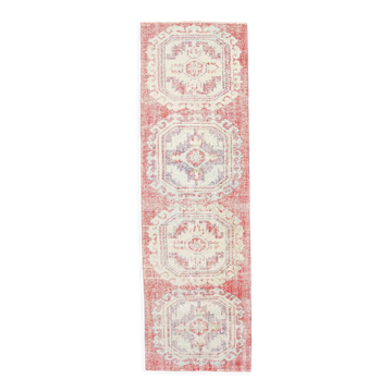 3x9 red & beige vintage runner rug 82x269cm