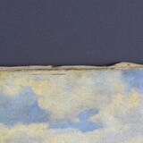 Old painting french pastoral school boat