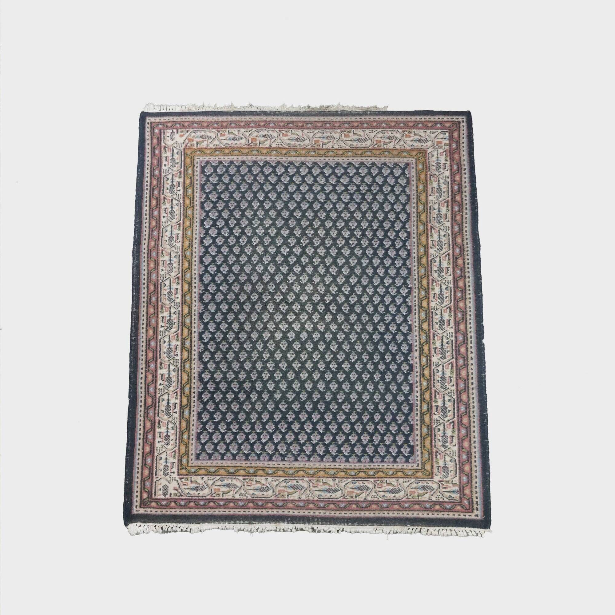 Beautiful vintage oriental rug with mainly blue colours 195x147cm