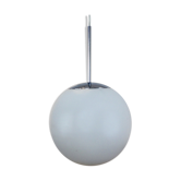 One of Twenty Chrome and Opal Glass Bubble Pendants by Peill & Putzler, designed by Wilhelm Wagenfeld