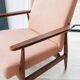 Vintage salmon red armchair modern design by H. Lis