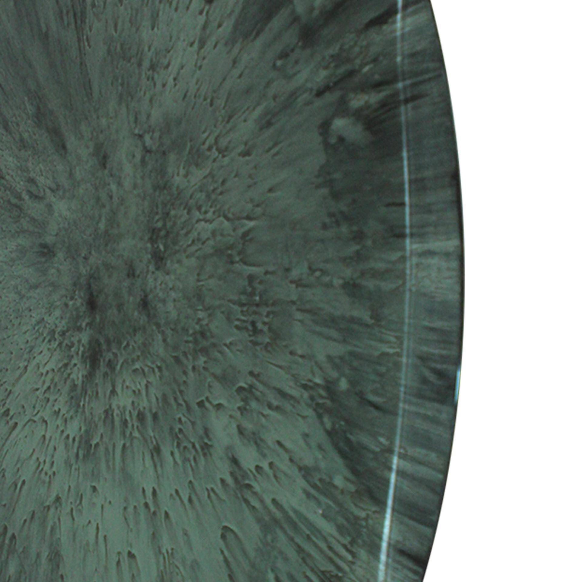 Modern Sculptural Concave Blue Glass Round French Mirror, Unique Piece