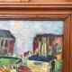 Oil on canvas representing a gypsy or fairground camp