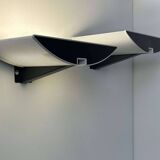 Pair of modernist wall lights, black and white lacquered metal, Italy 1980