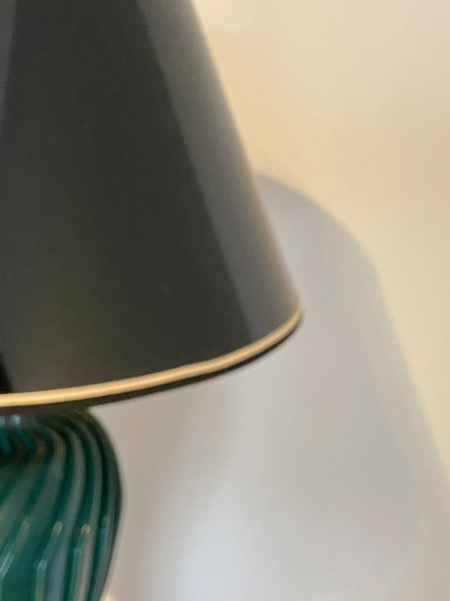 Lampe de table en porcelaine laquée verte, Italie 70s