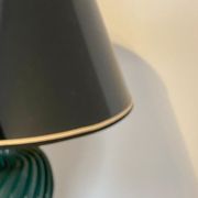 Green lacquered porcelain table lamp, Italy 70s