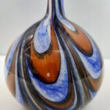 Grand vase en verre orange, blanc et bleu par Opaline Florence, Italie