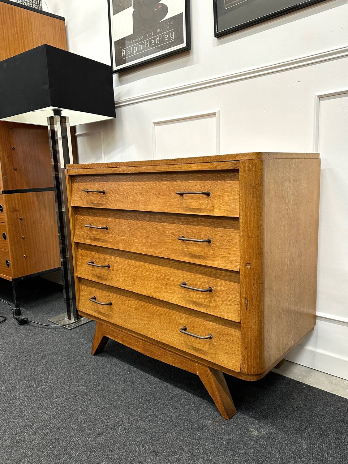 Vintage chest of drawers with compass feet
