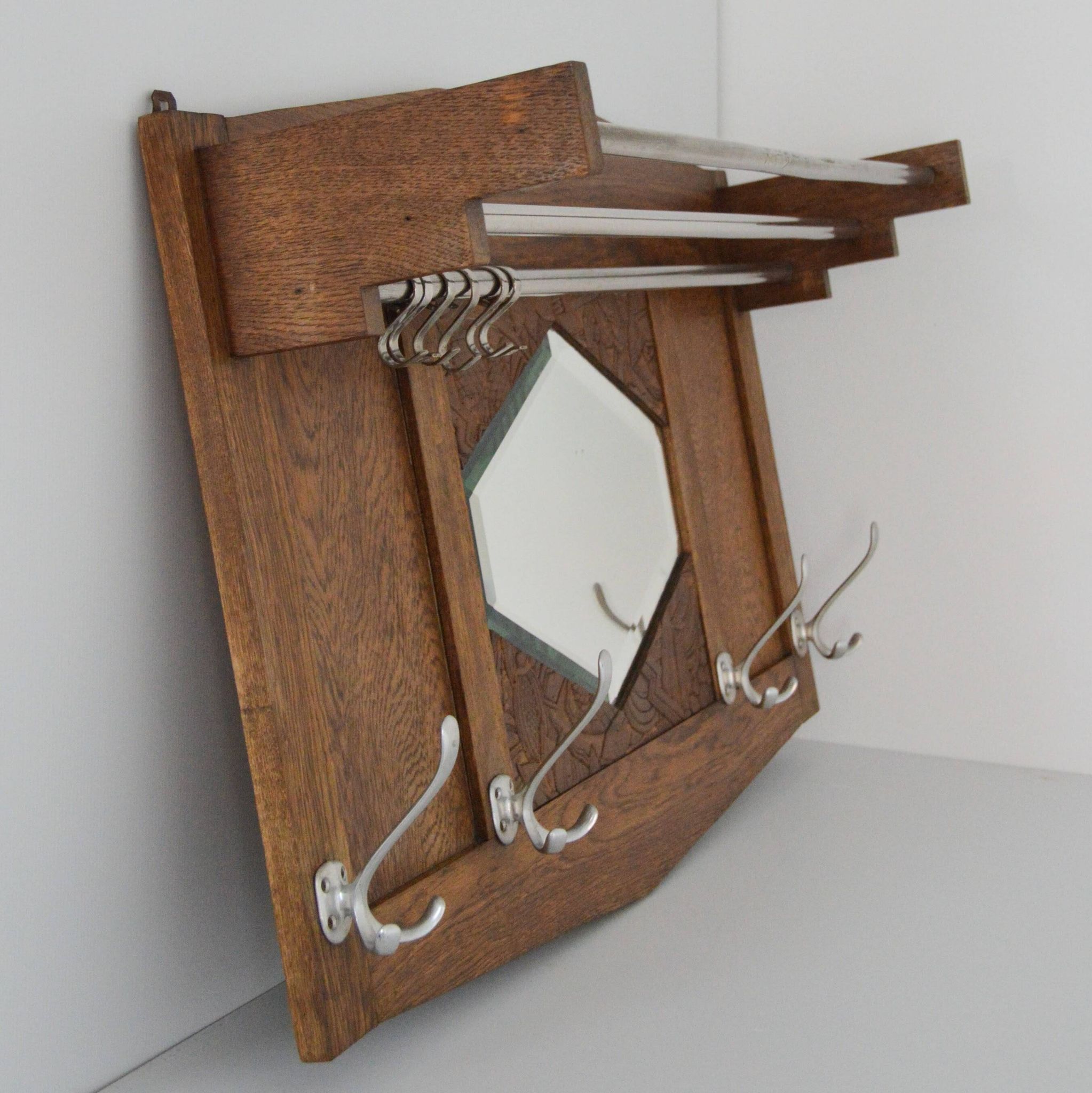Large coat rack / Wall hat rack Art Deco 1920 vintage