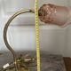Antique Art Deco Swan Neck Table Lamp with Pink Glass Shade, France, 30cm