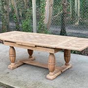 Table de monastère art déco extensible rénovée en chêne brut 250cm
