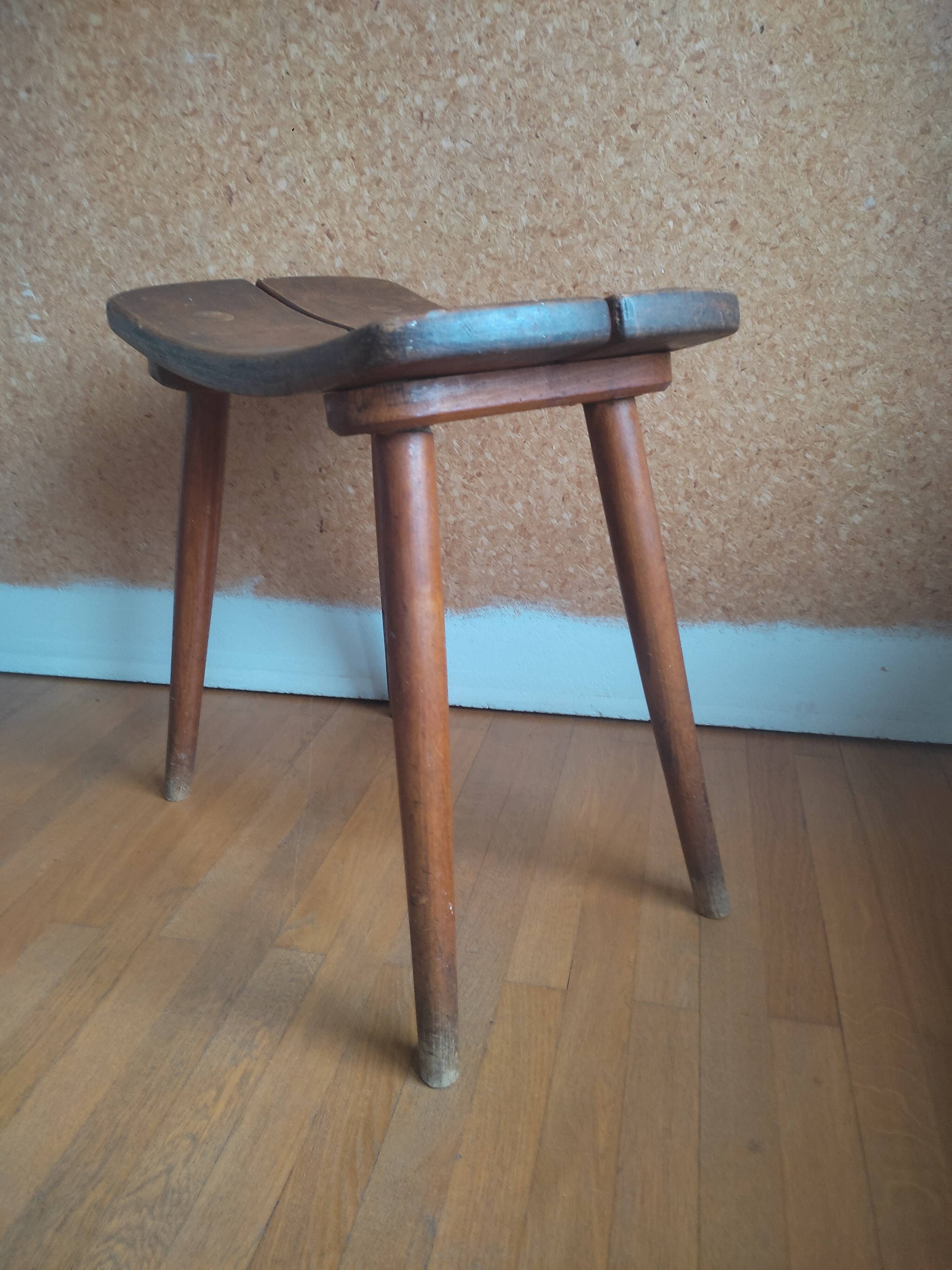 Tabouret en bois mid Century