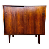 Vintage danish mid century rosewood sliding door cabinet 1960s