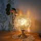 Vintage textured amber glass lamp - Space Age style