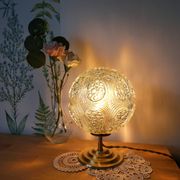 Lampe vintage en verre ambré texturé - style Space Age