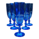 6 cobalt crystal blue champagne flutes