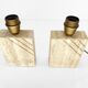 Pair of solid travertine table lamps with incised decoration, French production.