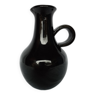 Pichet en céramique noire émaillée Vallauris