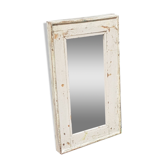 White Mirror Old Teak Wood Patina