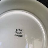7 soup plates, Gien France, princess model, enameled ceramic floral pattern, roses, painted