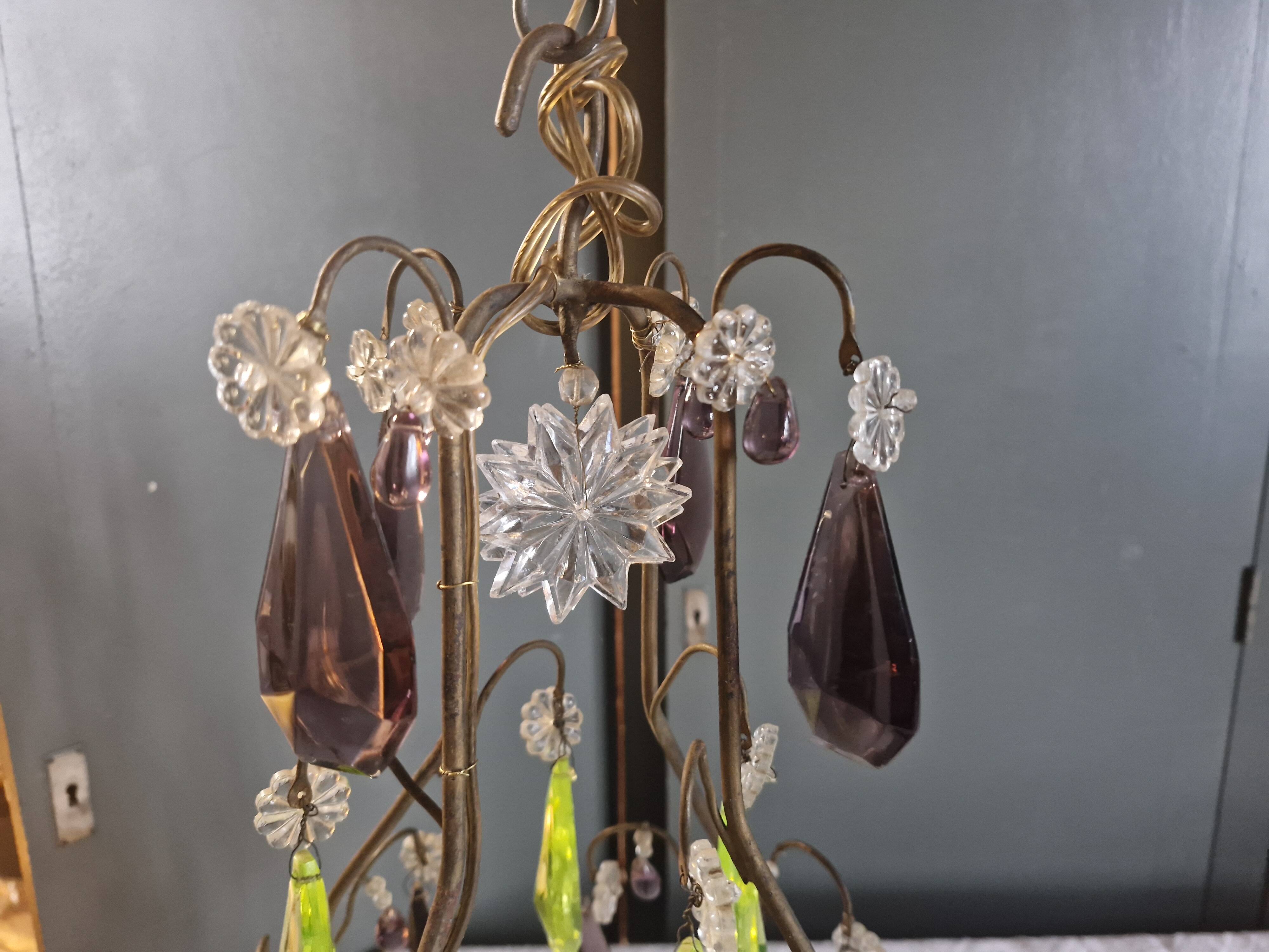 Small crystal boudoir chandelier - 1 light Bobeche signed Baccarat Epoque