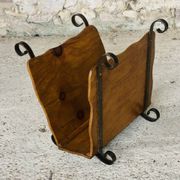 Porte revues vintage en bois et fer forgé circa 1950s