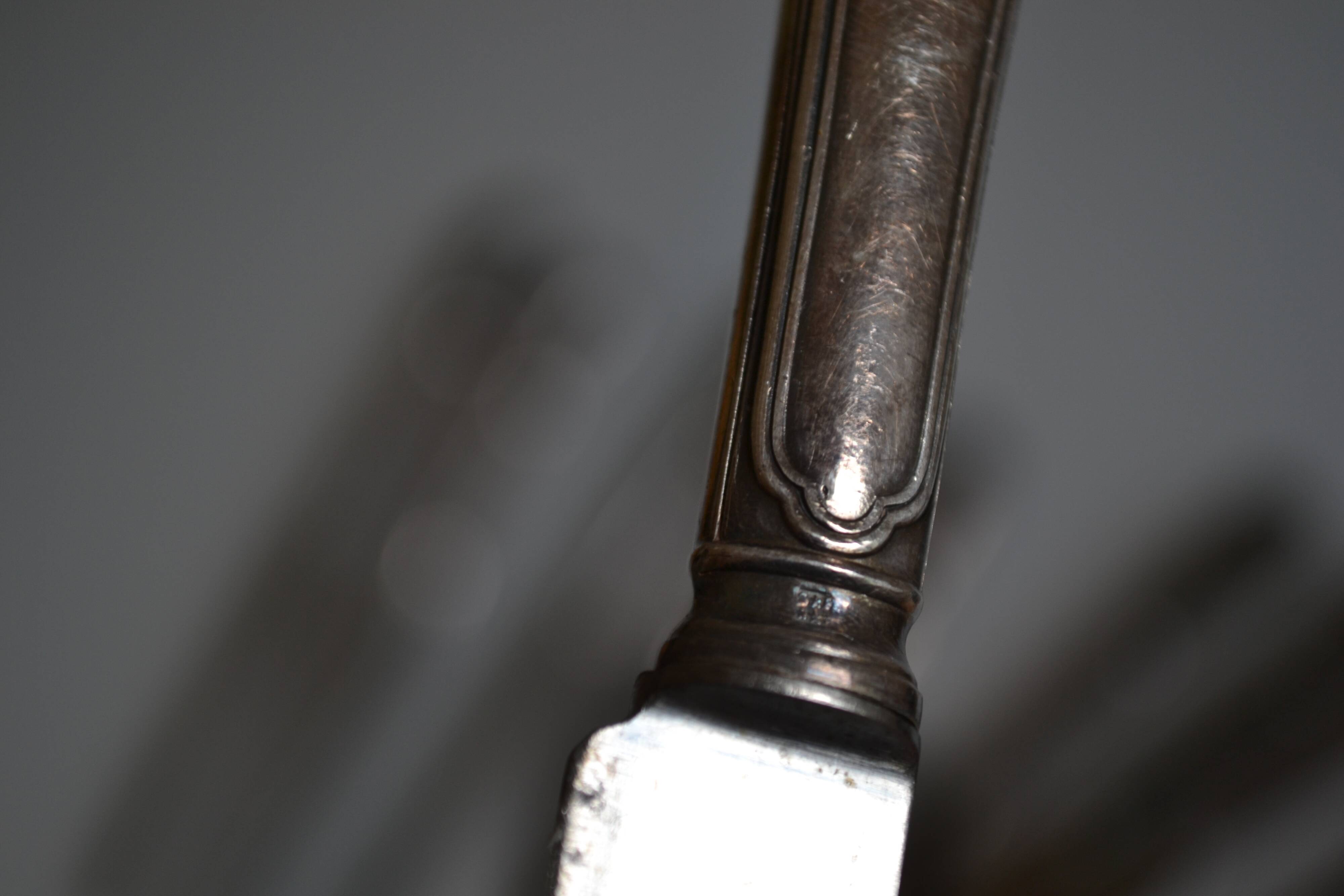 12 silver metal dessert or cheese knives