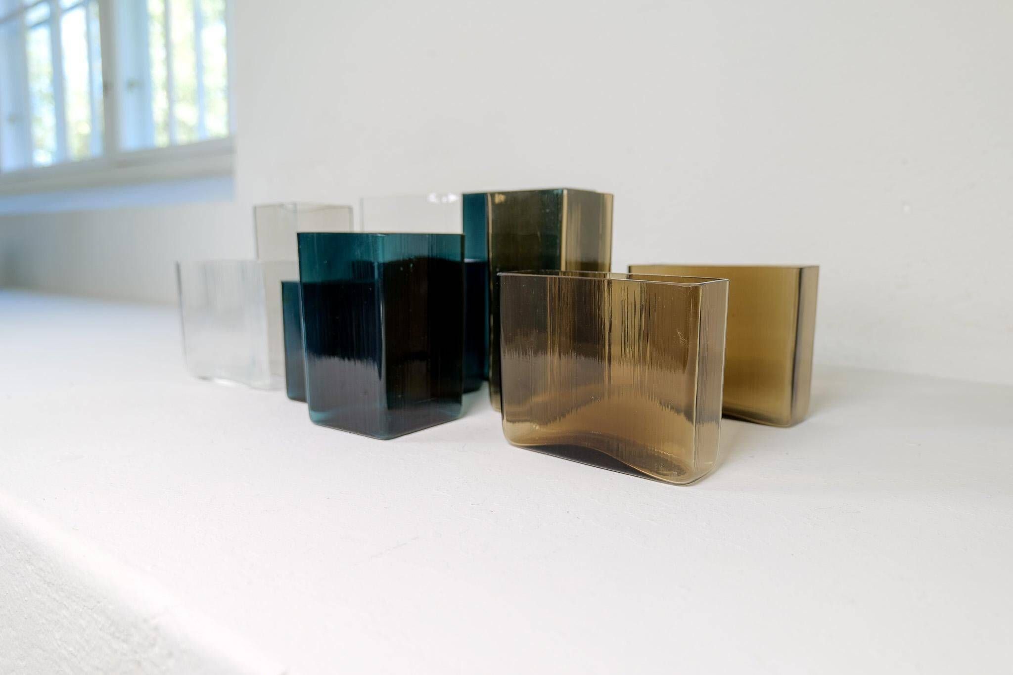 Midcentury Modern collection of ten "Ice" vases by Gullaskruf, Sweden, 1960s.