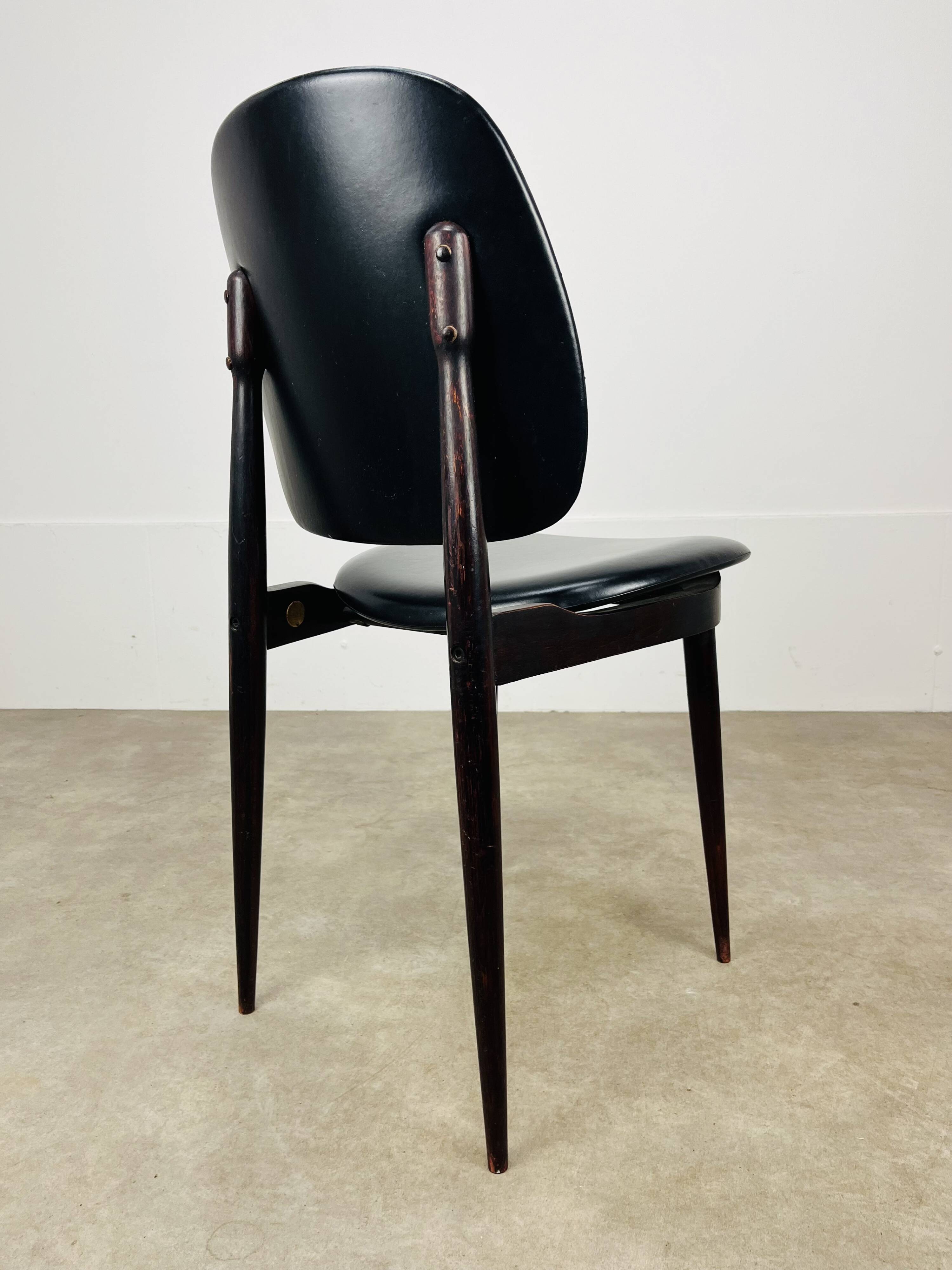 6 Pégase Baumann chairs, black, 1960s