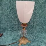 Lampe chevet salon Cristal tulipe verre blanc ancien vintage dp 0422065